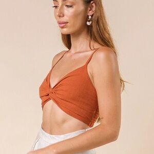 Rust Orange Women's Knotted Crop Top